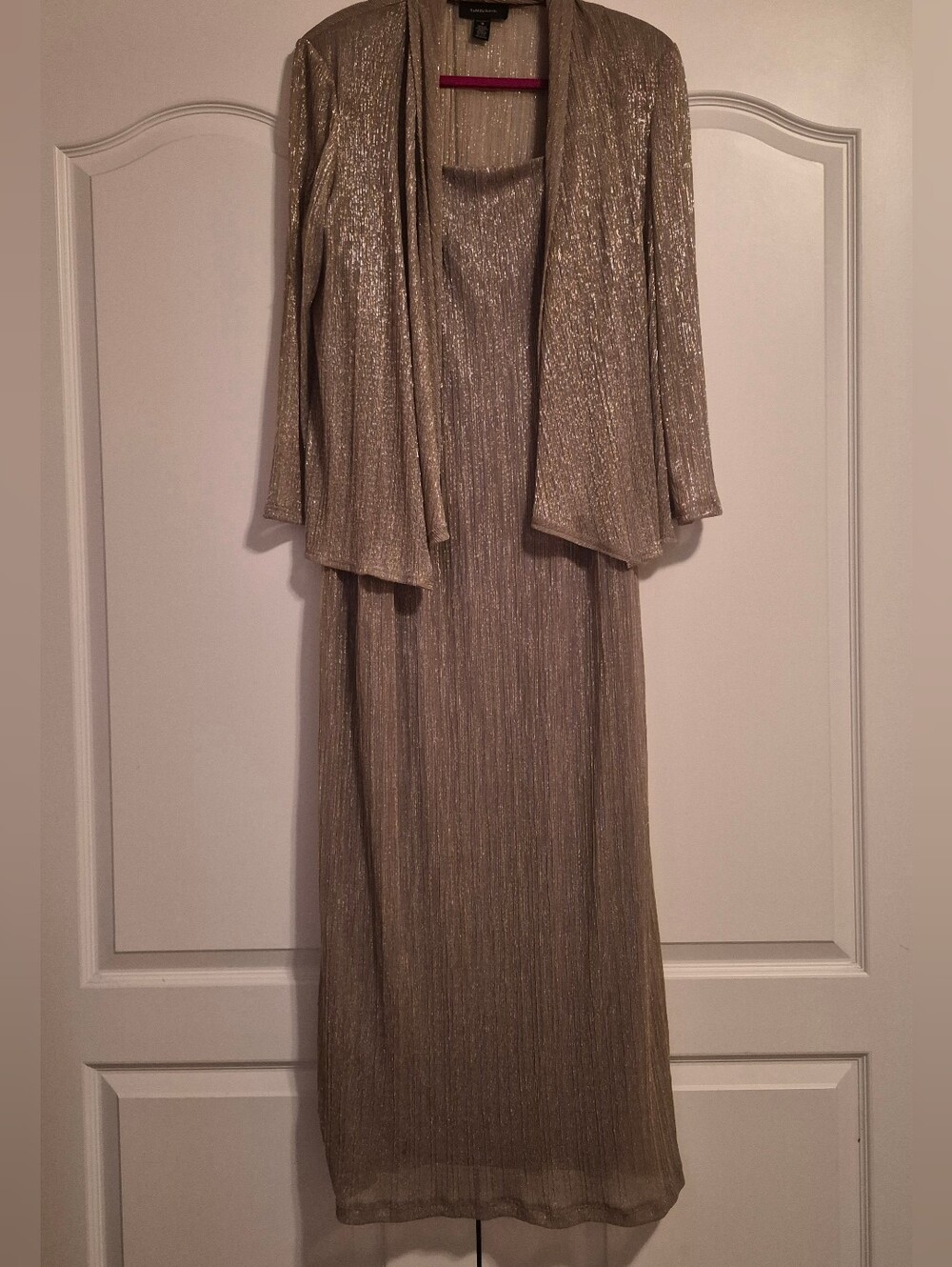Fully Lined Golden Metalic Evening Dress